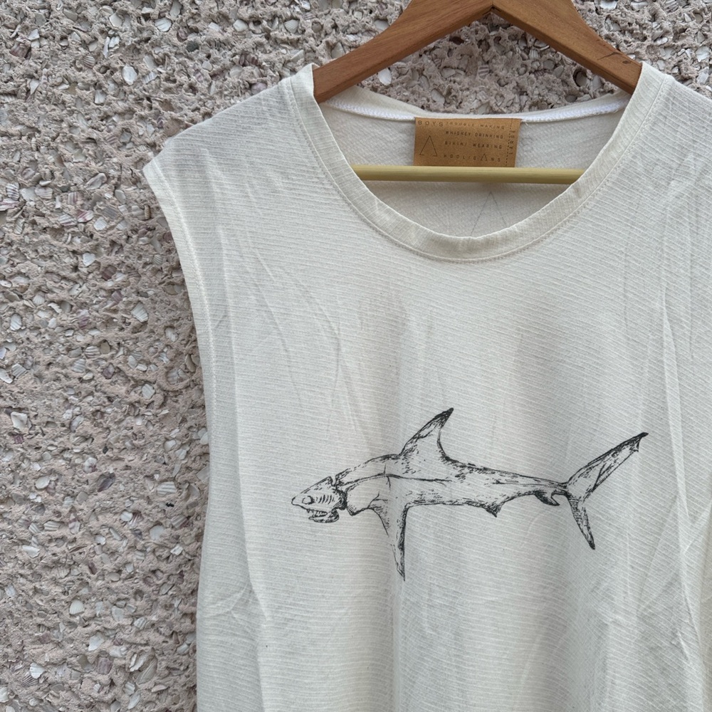 Boys + Arrows Rare Shark Muscle Tee NWT